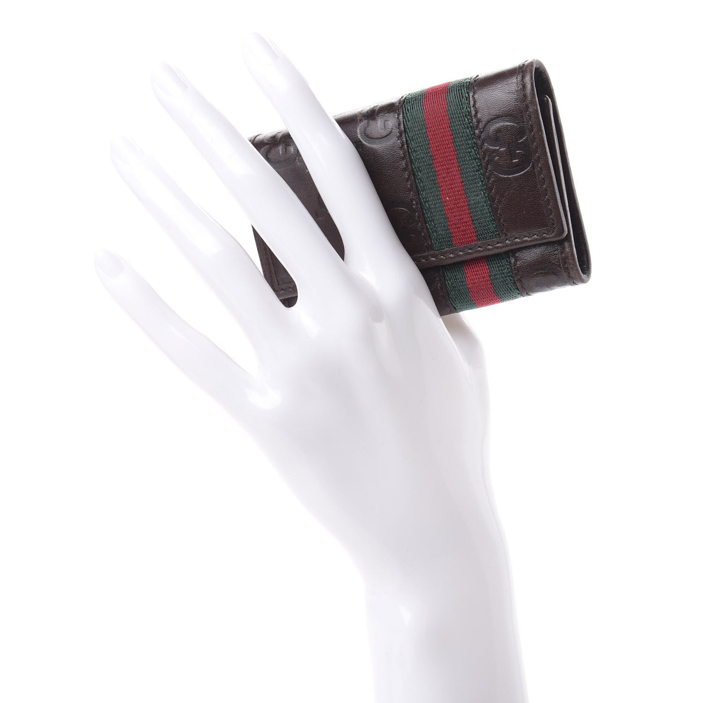 Guccissima Web 6 Key Holder Case Brown