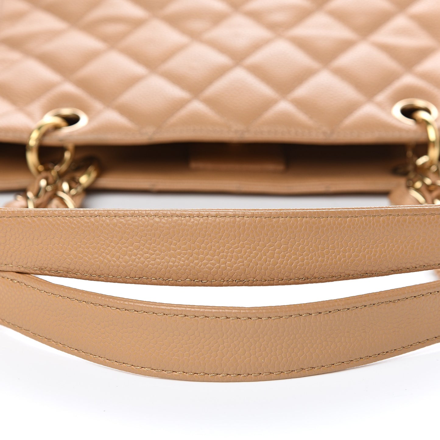 Caviar Quilted Petit Shopping Tote PST Dark Beige