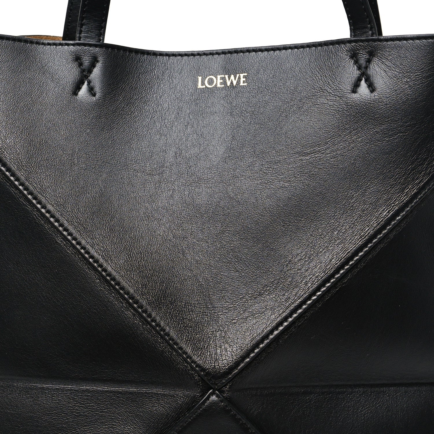 Loewe Shiny Calfskin Medium Puzzle Fold Tote Black 7 of 9