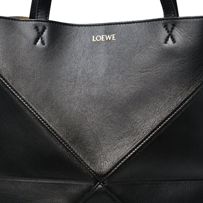 Loewe Shiny Calfskin Medium Puzzle Fold Tote Black 7 of 9