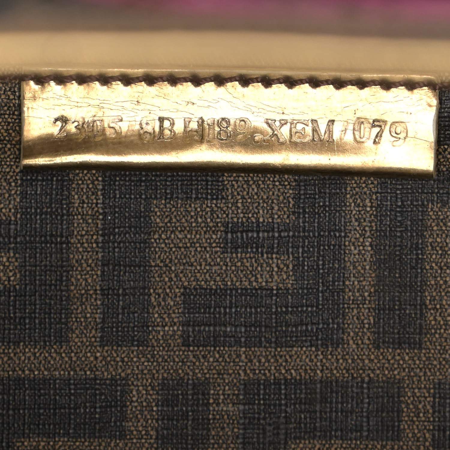 Fendi Metallic Calfskin Zucca Spalmati Shopping Tote Tobacco 9 of 17