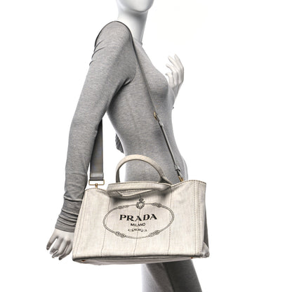 Prada Denim Logo Tote White 2 of 13