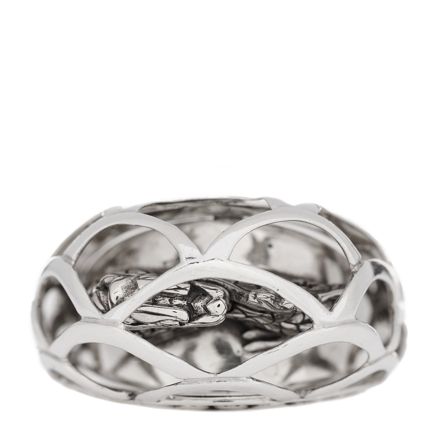 Sterling Silver 18K Yellow Gold Hidden Naga Dragon Dome Ring 55 7.25