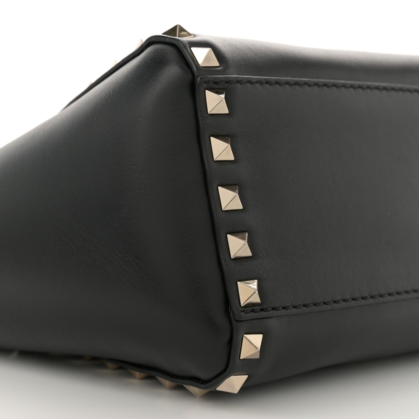 Vitello Mini Rockstud Double Handle Tote Black