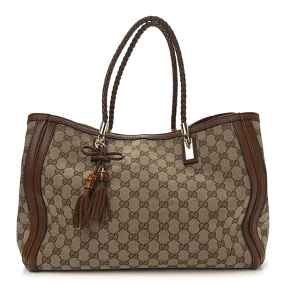 Gucci Monogram Cellarius Calfskin Medium Bella Tote Beige Ebony Cuir 1 of 12