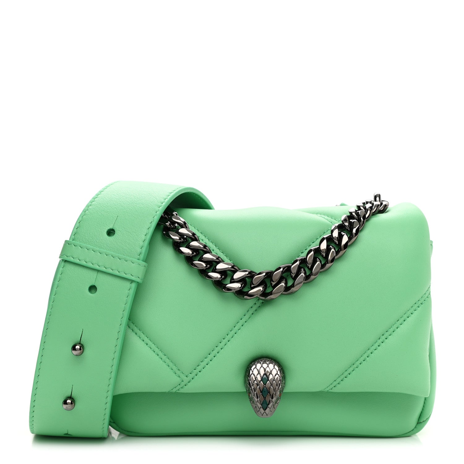 Bulgari Calfskin Matelasse Mini Serpenti Cabochon Crossbody Bag Peridot Green 1 of 10