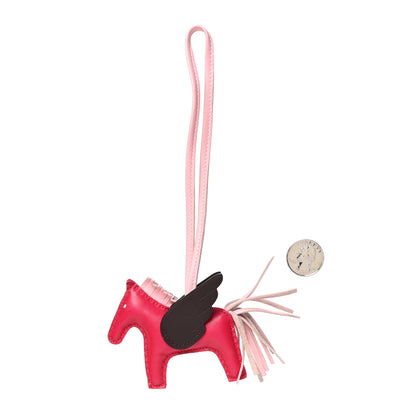 Hermes Milo Lambskin Grigri Rodeo Pegase Horse Bag Charm PM Framboise Rose Sakura Rouge Sellier 2 of 4