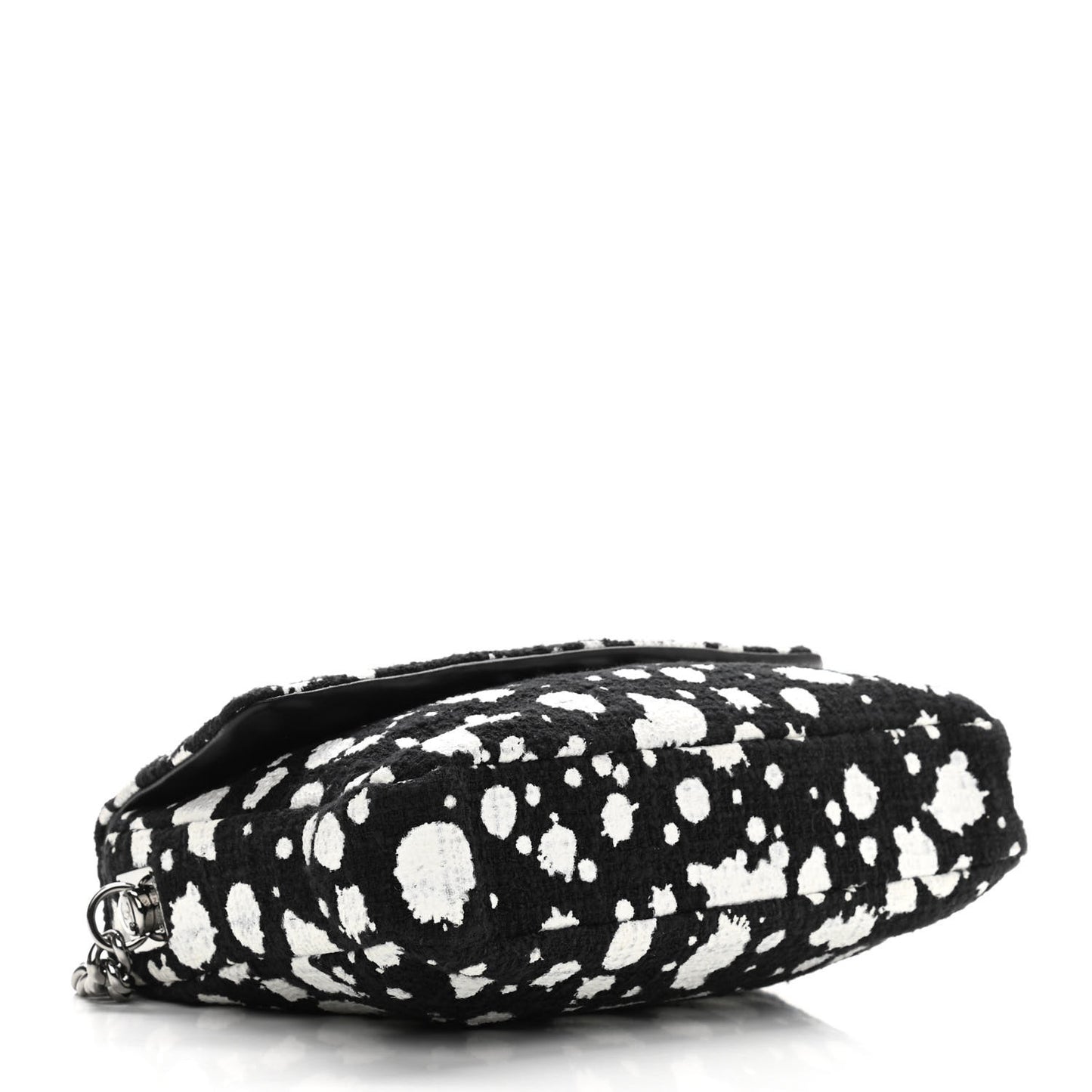 Tweed Paint Splatter Print Flap Black White