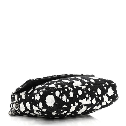Chanel Tweed Paint Splatter Print Flap Black White 4 of 10