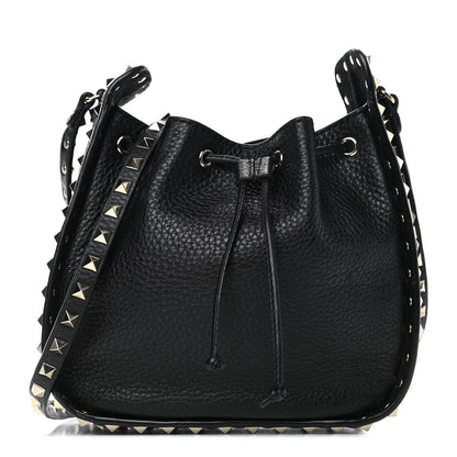 Valentino Garavani Grained Calfskin Rockstud Bucket Bag Black 1 of 4