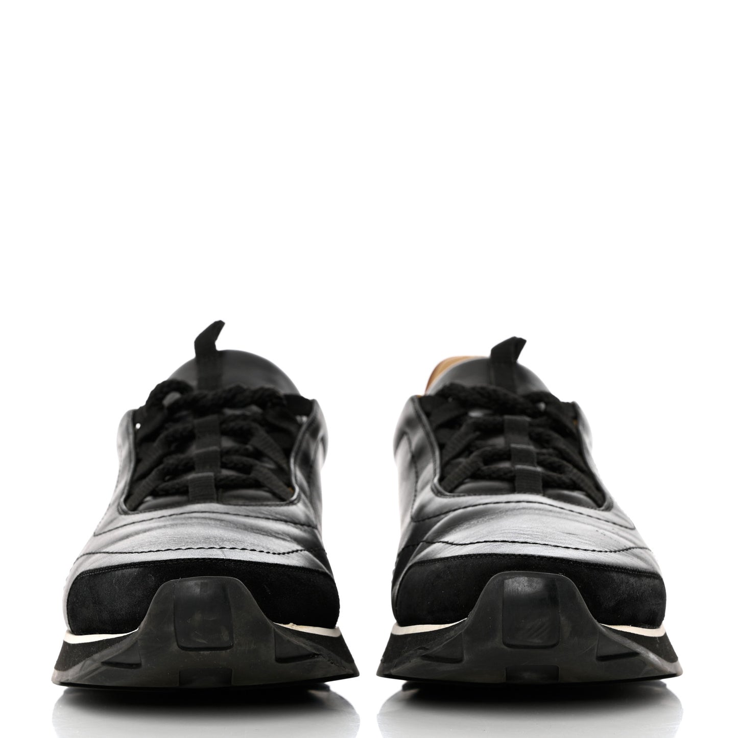 Calfskin Mens Miles Sneakers 42.5 Black