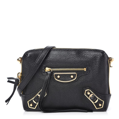 Balenciaga Chevre Gold Metallic Edge Hardware XS Reporter Crossbody Black 1 of 9