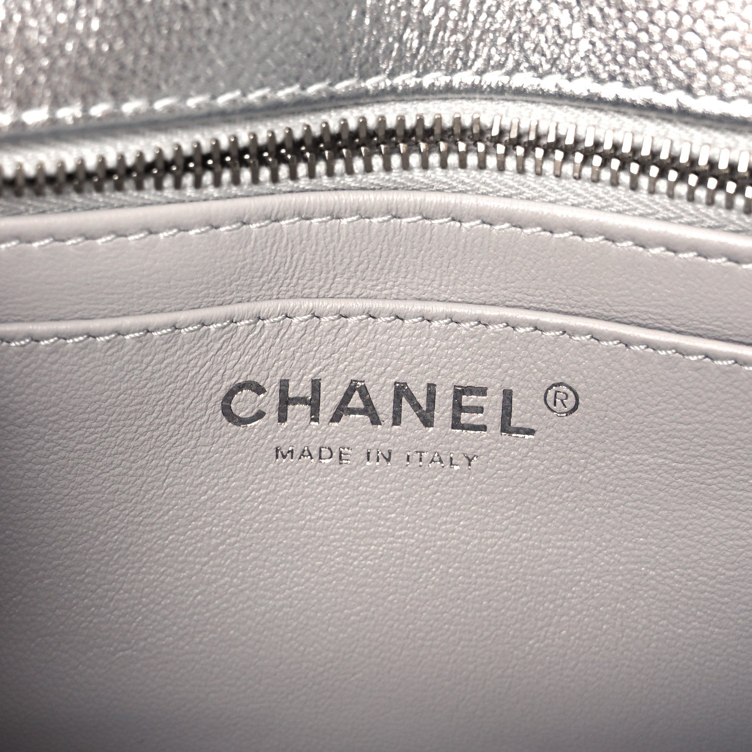 Chanel Metallic Caviar Quilted Mini Rectangular CC Slide Flap Silver 6 of 11