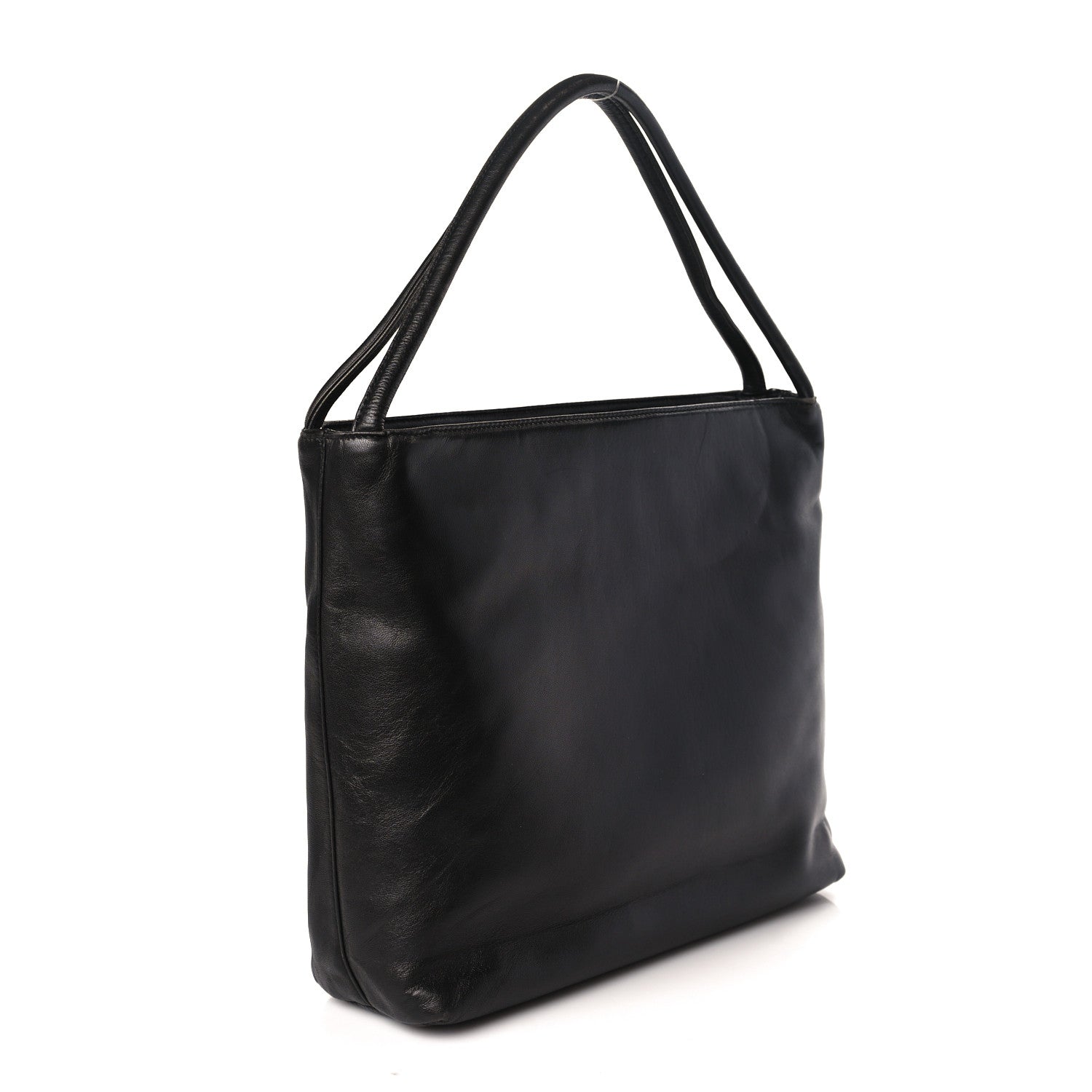 Prada Lambskin Triangle Shoulder Bag Black 2 of 7