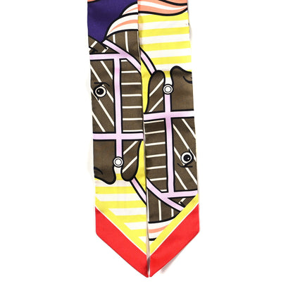 Hermes Silk Quadrige Bayadere Twilly Bronze Violet Jaune 2 of 3