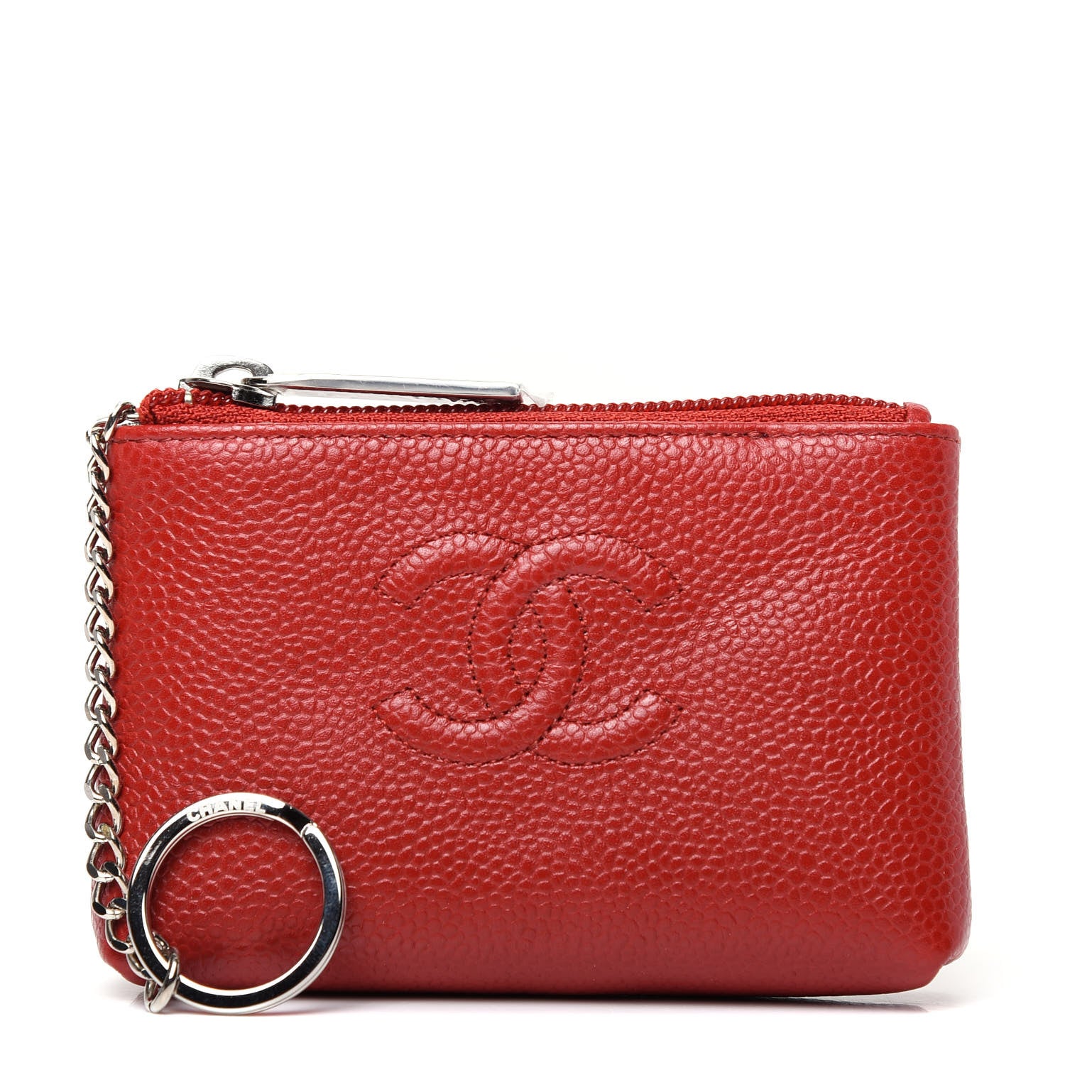 Chanel Caviar Timeless CC Key Holder Red 1 of 7