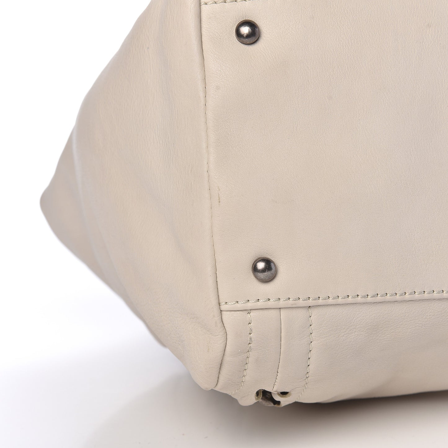 Calfskin Large East West Modern Chain Tote White