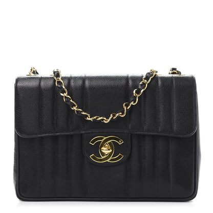 Chanel Caviar Vertical Quilted Jumbo Single Flap Black 1 of 14