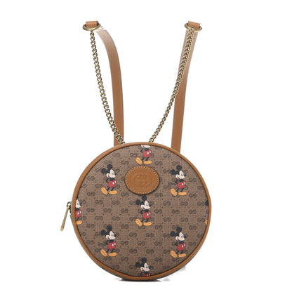 Gucci X DISNEY Mini Vintage GG Supreme Monogram Mickey Mouse Round Backpack Beige Vintage Sun Oil 1 of 10