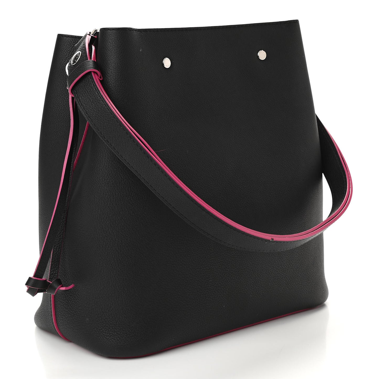 Calfskin Lockme Bucket Black