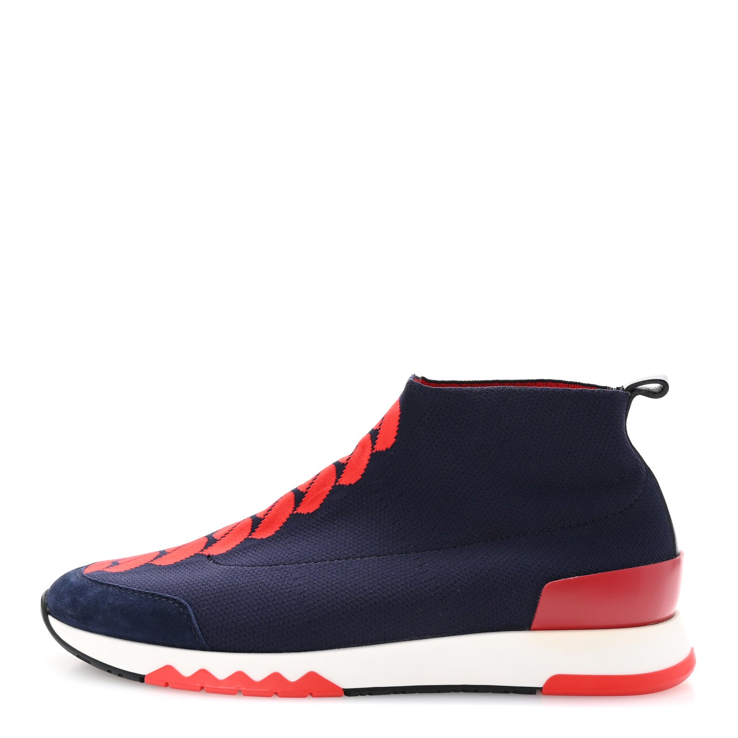 Hermes Knit Calfskin Velvet Womens Volo Sneakers 38 Bleu Diplomatique 1 of 16