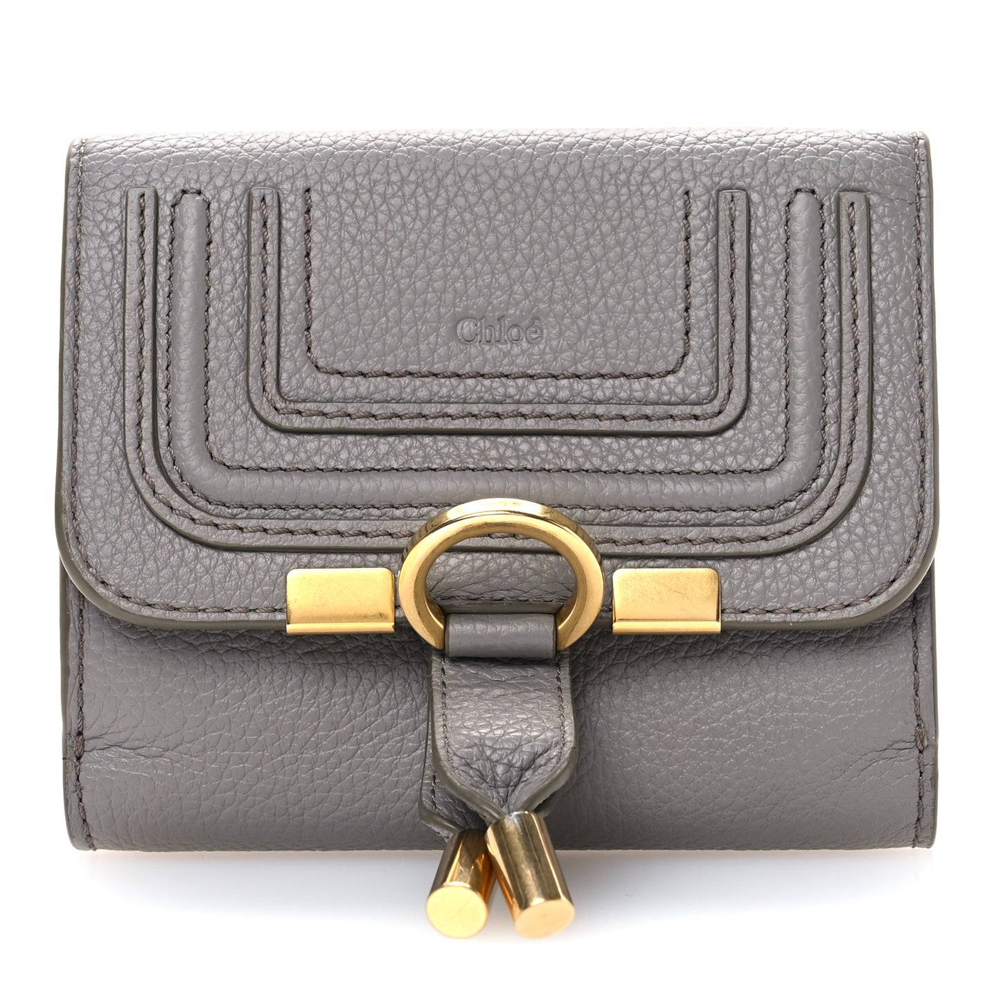 Grained Calfskin Marcie Square Wallet Cashmere Grey