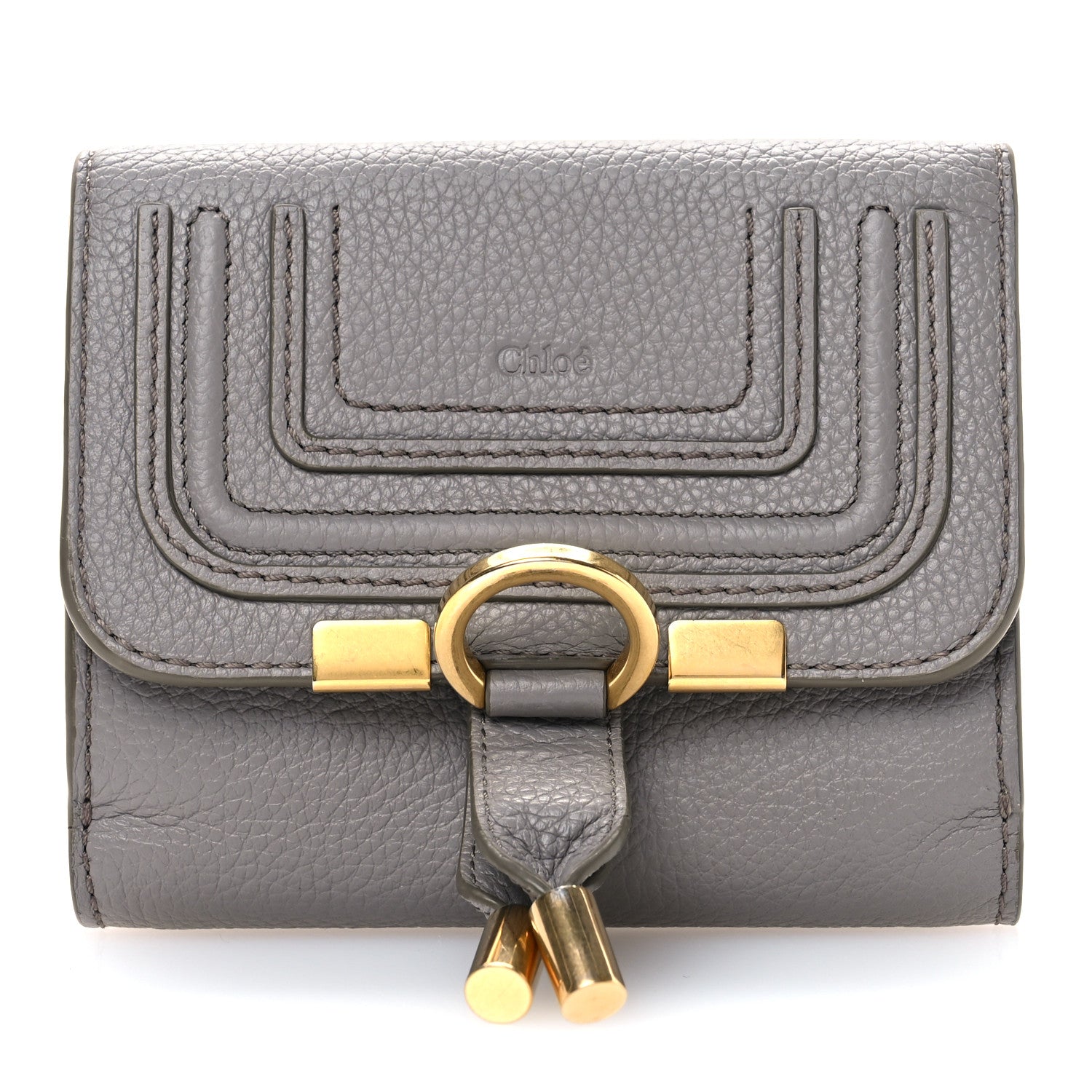 Chloe Grained Calfskin Marcie Square Wallet Cashmere Grey 1 of 10