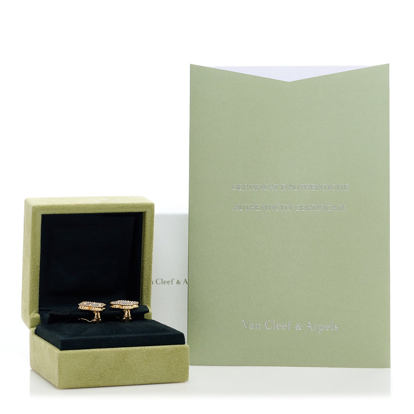 18K Yellow Gold Mother of Pearl Vintage Alhambra Earrings
