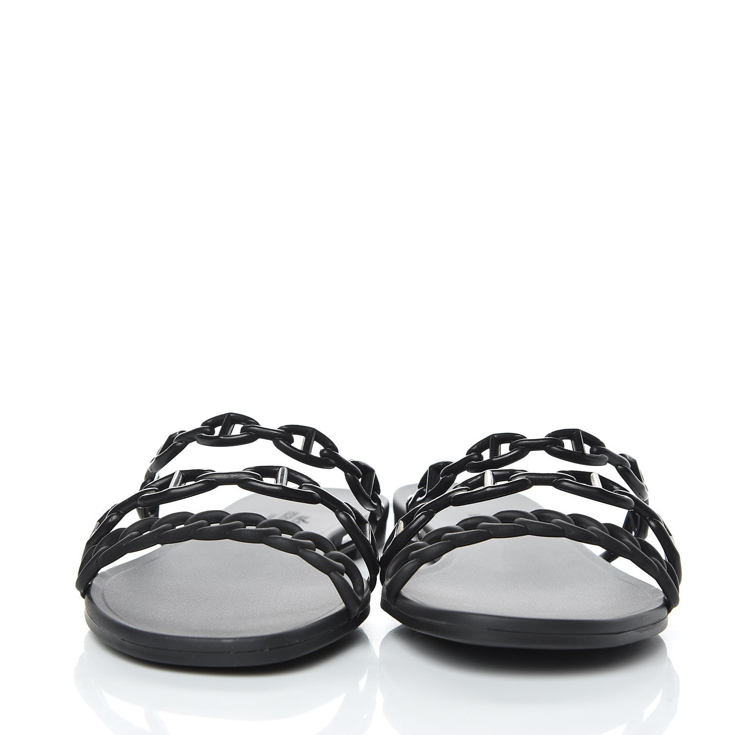 Hermes Rubber Chaine d'Ancre Rivage Sandals 40 Black 2 of 7