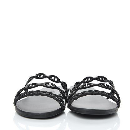 Hermes Rubber Chaine d'Ancre Rivage Sandals 40 Black 2 of 7