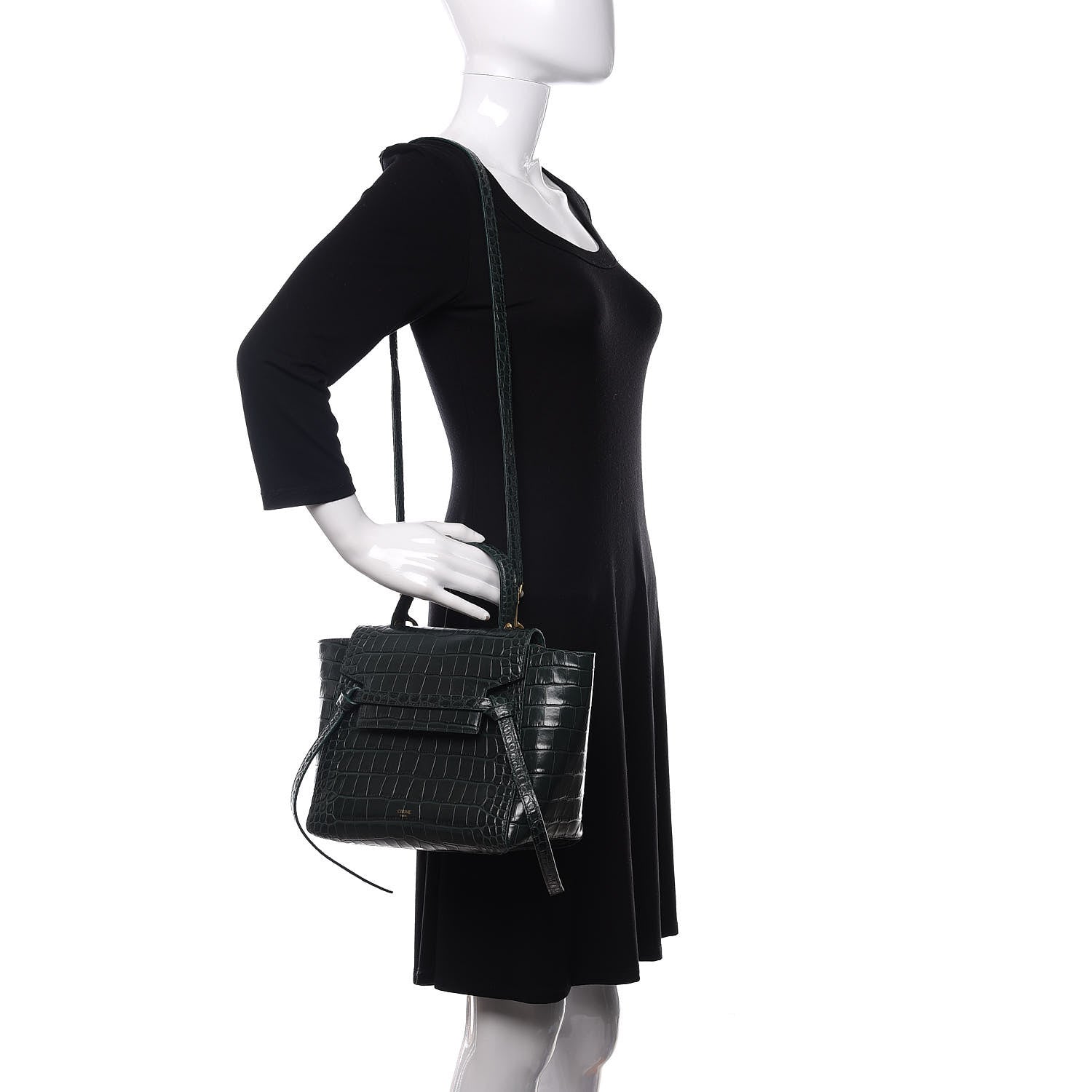 Celine Calfskin Crocodile Embossed Micro Belt Bag Amazone 2 of 9