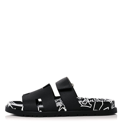Hermes Epsom Calfskin Graff Hermes Mens Chypre Sandals 41 Black 1 of 8