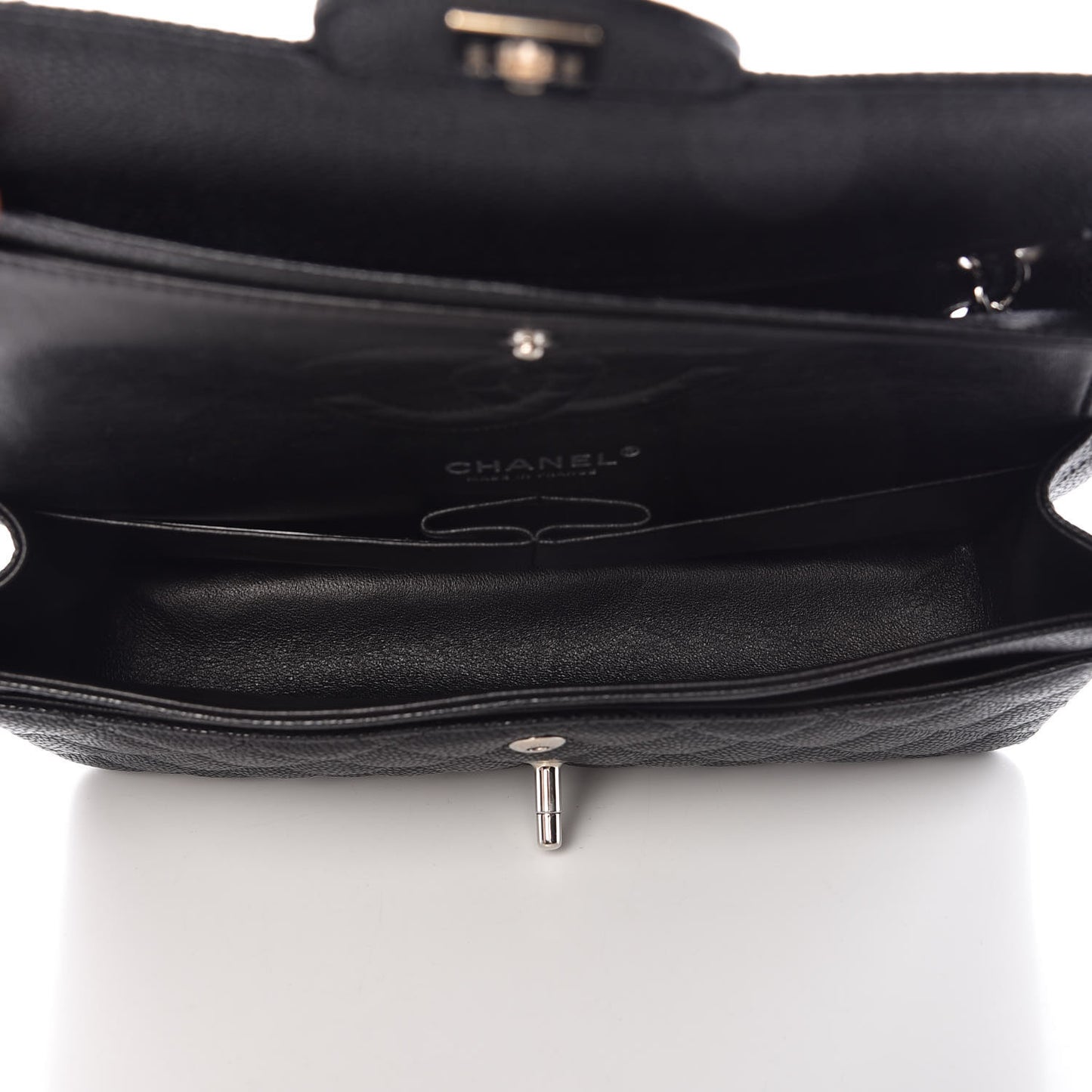 Caviar Quilted Medium Double Flap Black