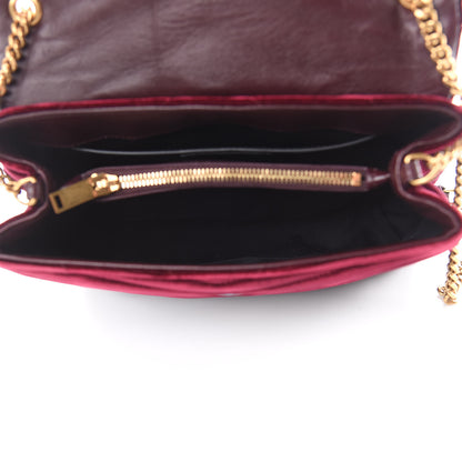 Saint Laurent Velvet Y Quilted Monogram Small Loulou Chain Satchel Burgundy 6 of 11