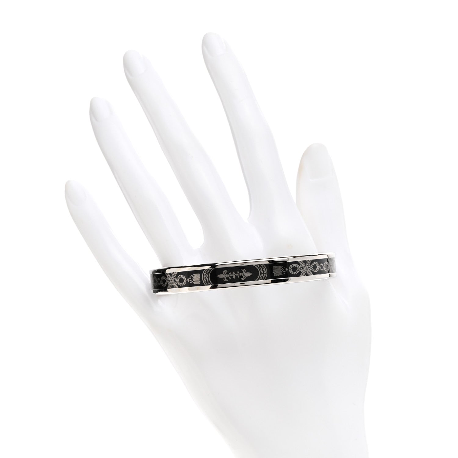 Hermes Enamel Printed Narrow Grand Apparat Bracelet Black 2 of 6