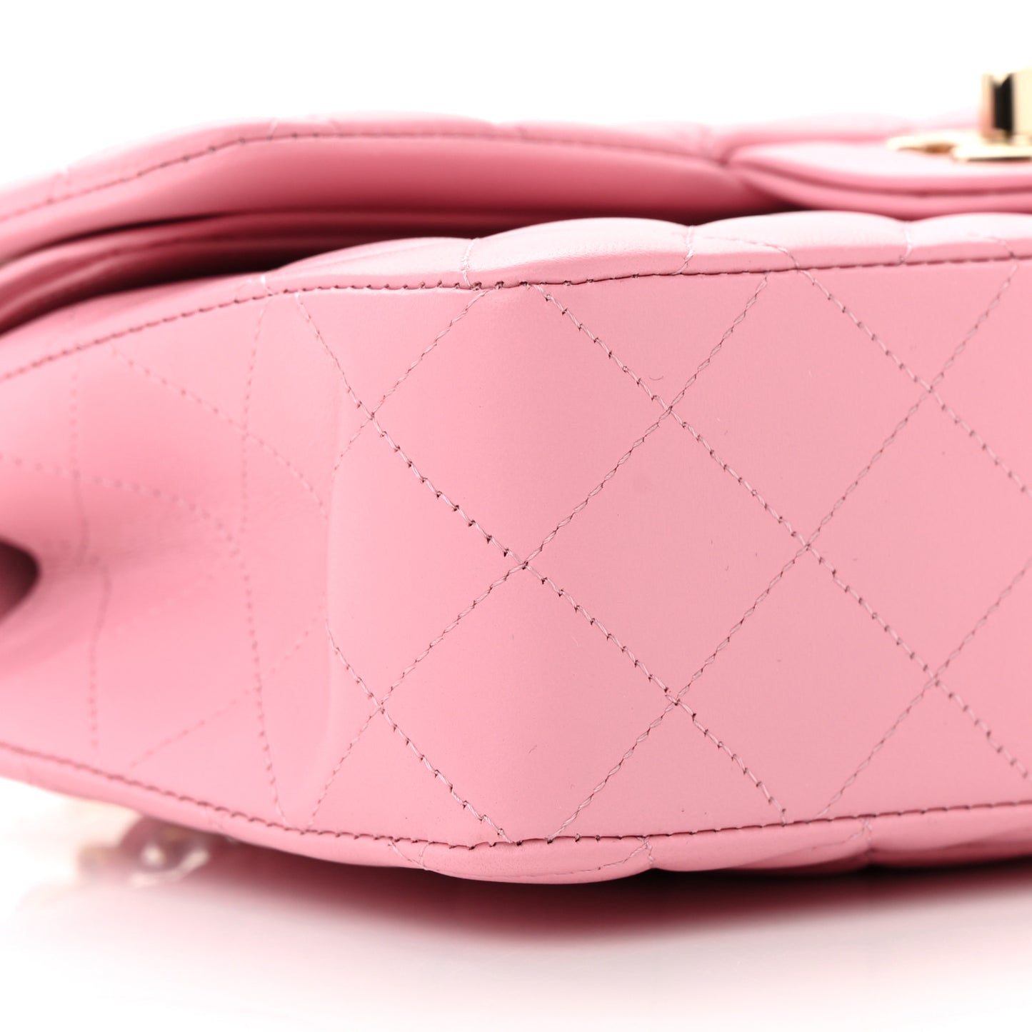 Lambskin Quilted Small Double Flap Pink