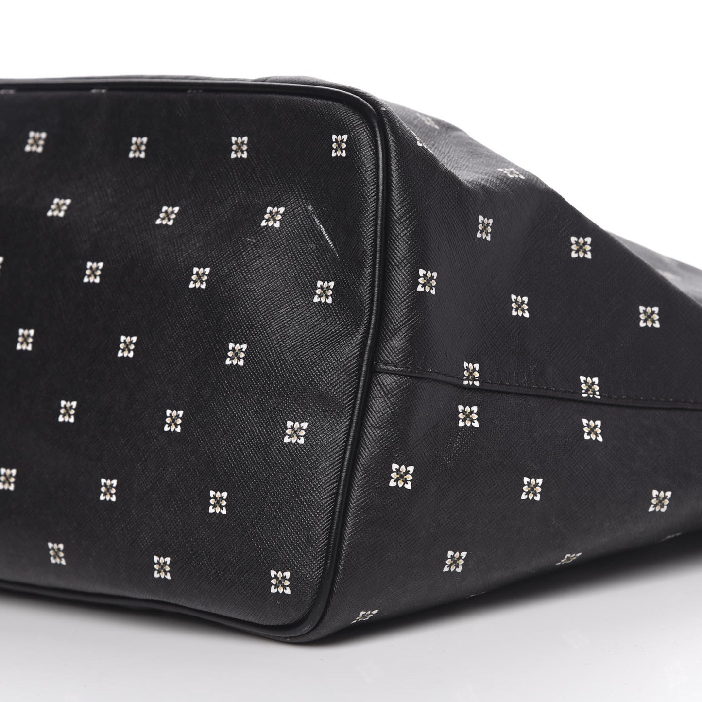 Textured Coated Canvas Mini Lilies Print Large Antigona Tote Black
