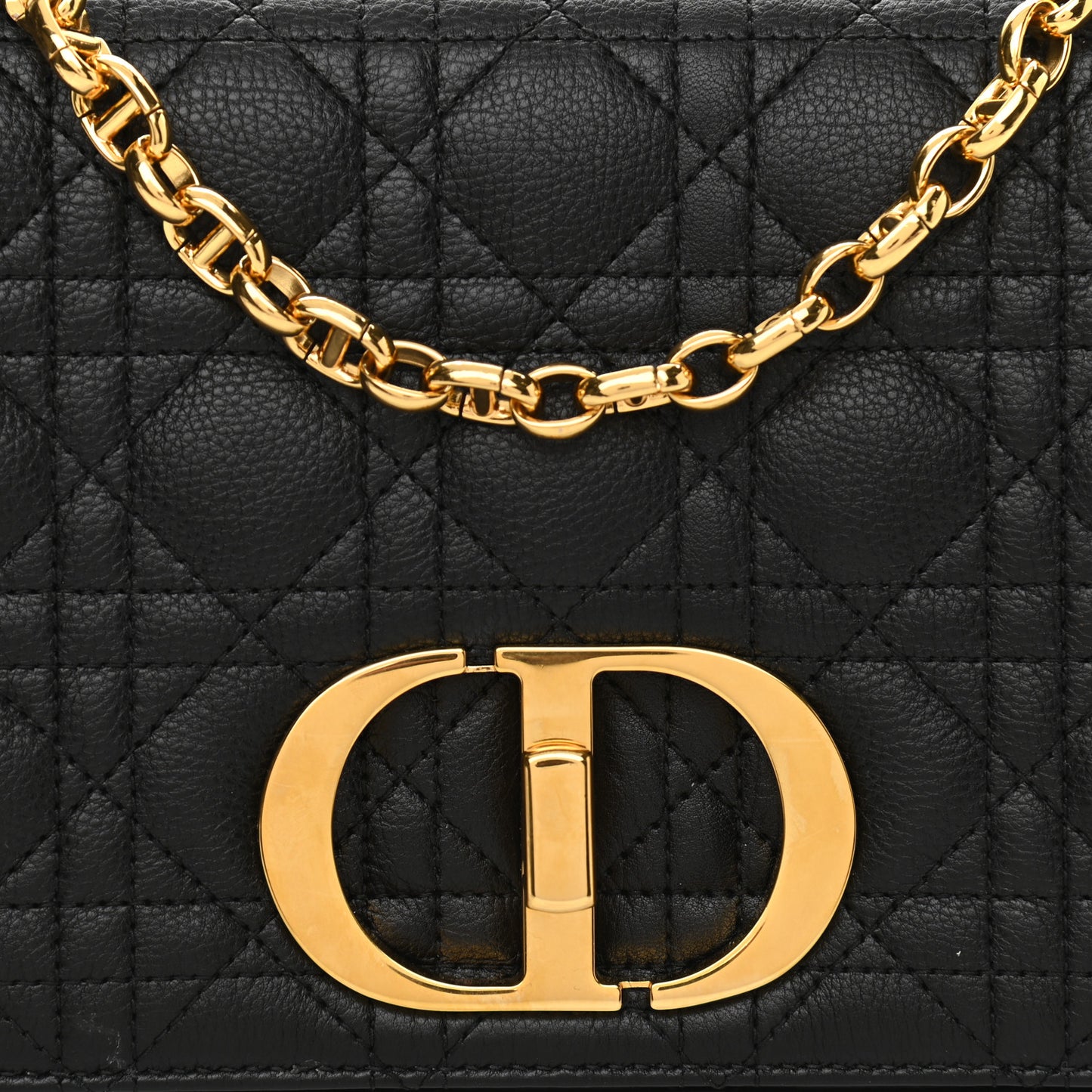Calfskin Cannage Medium Caro Bag Black