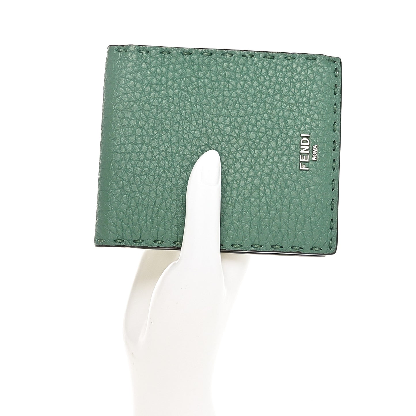 Cuoio Romano Selleria Logo Bi-Color Bi-Fold Wallet Verde Tosca