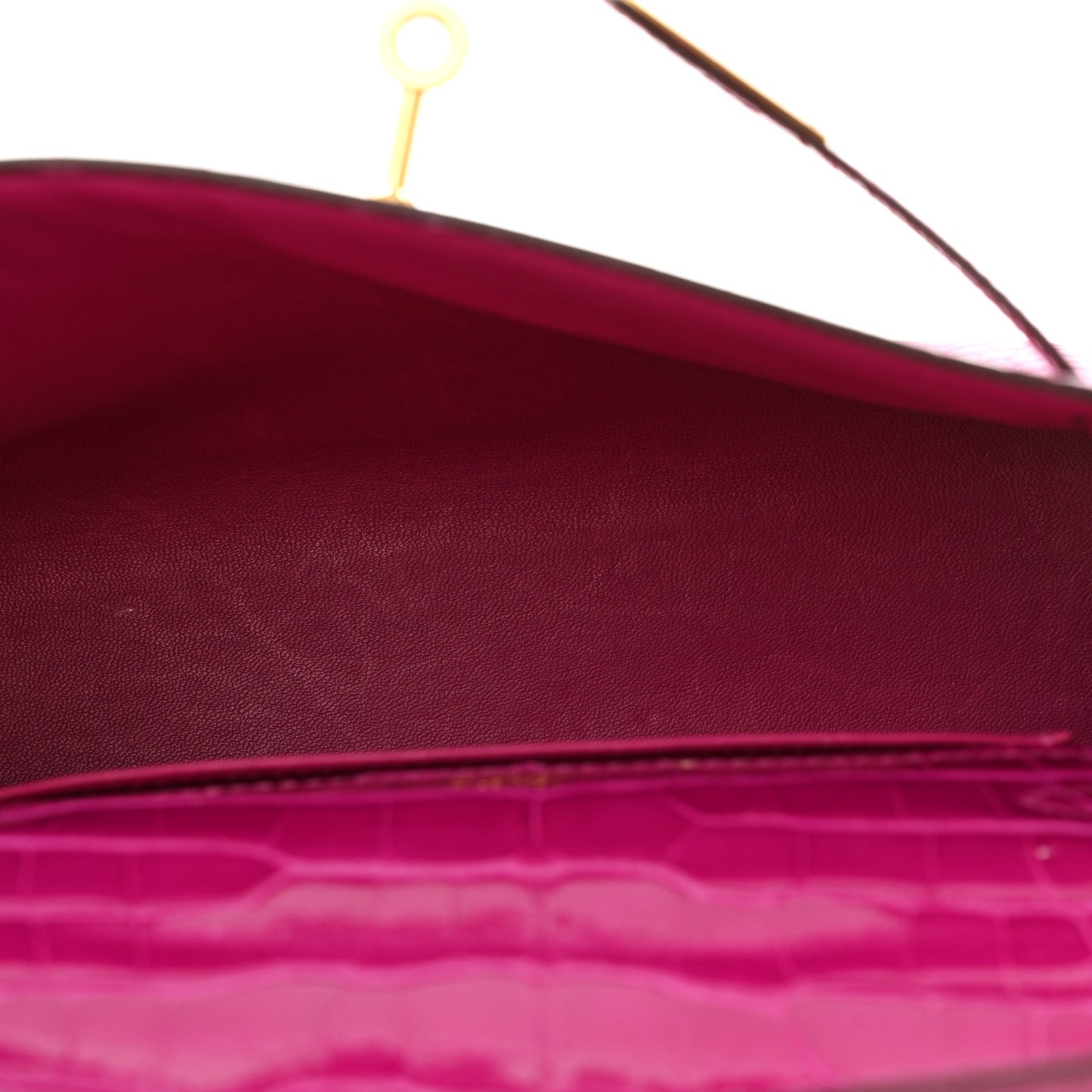 Shiny Alligator Kelly Pochette Rose Scheherazade