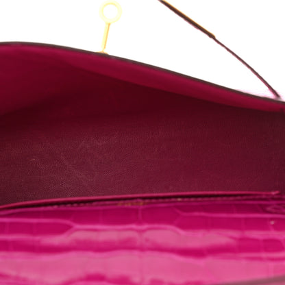 Hermes Shiny Alligator Kelly Pochette Rose Scheherazade 5 of 14