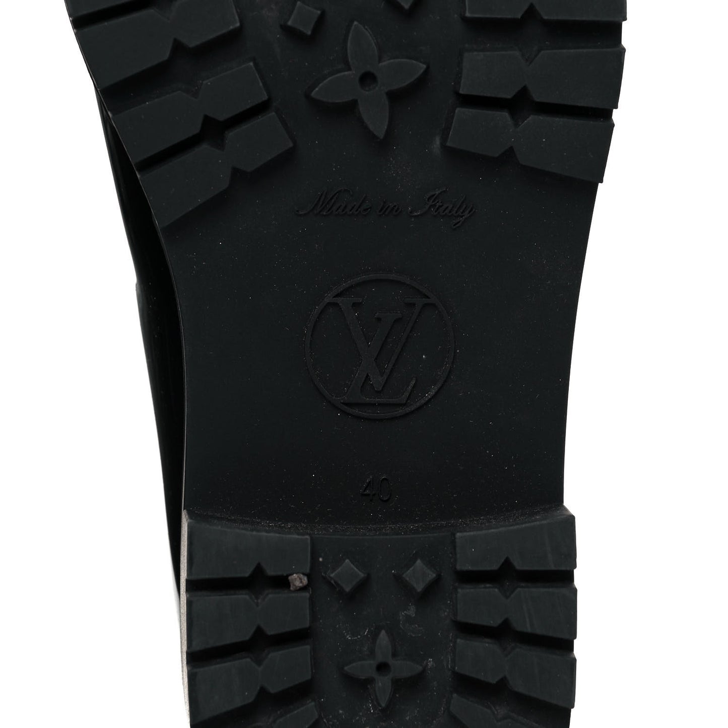 Rubber Embossed Monogram Drops Flat Half Boots 40 Black