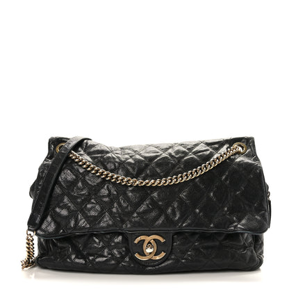 Chanel Crumpled Grained Calfskin Quilted Maxi Shiva Flap Black 1 of 9