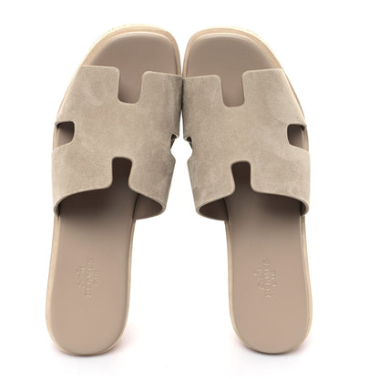 Hermes Suede Goatskin Cork Eze 30 Sandals 39 Beige Argile 2 of 10