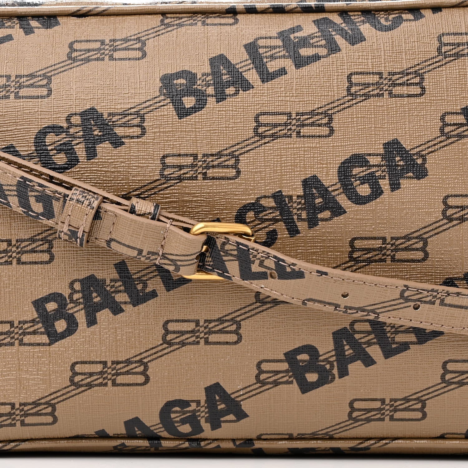 Balenciaga Coated Canvas BB Monogram Allover Logo Medium Signature Camera Bag Beige Brown Black 8 of 10