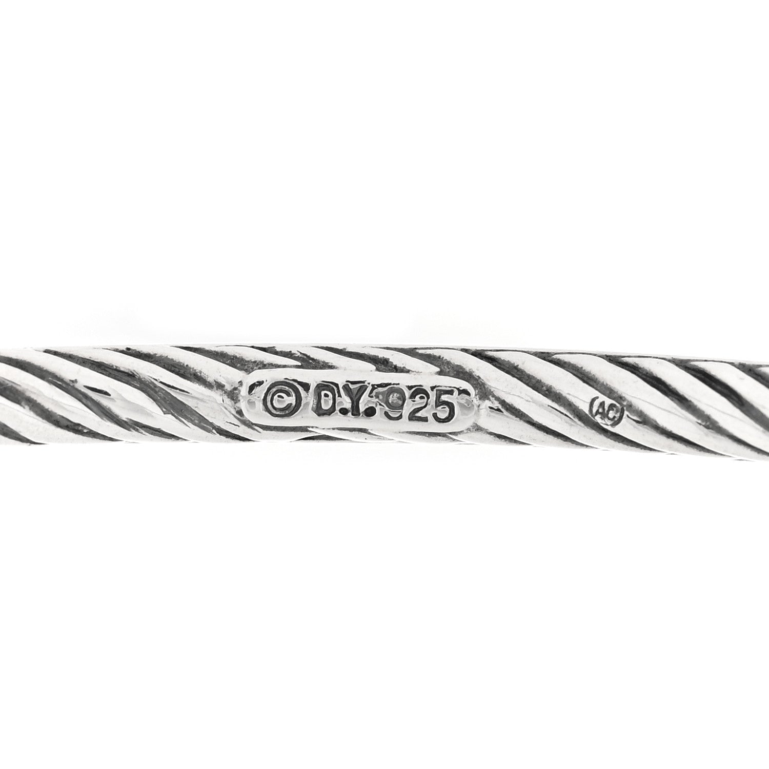 David Yurman Sterling Silver Black Diamond Cable Bangle Bracelet 2 of 3