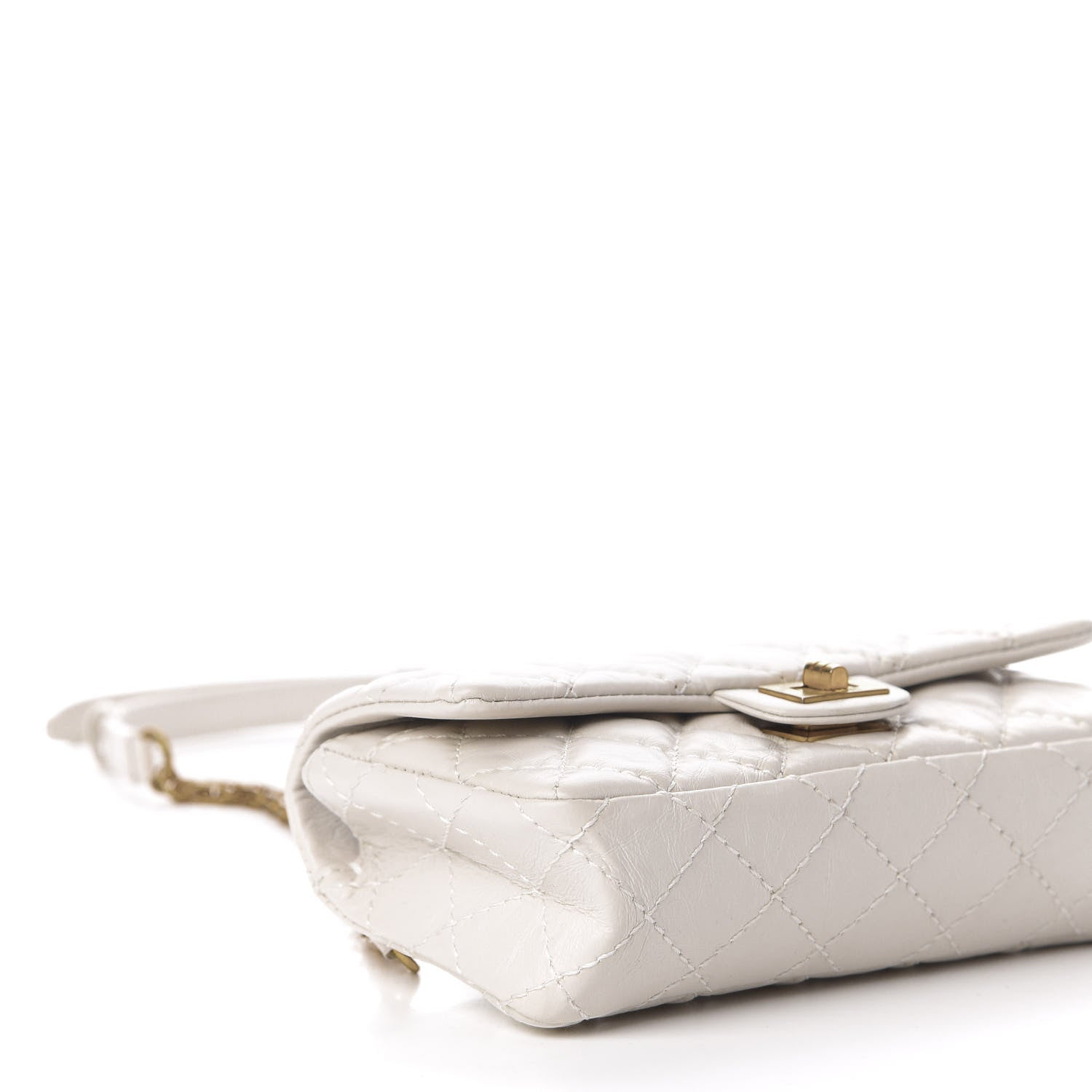 Chanel Aged Calfskin Quilted 2.55 Reissue Flap Belt Bag White 6 of 10