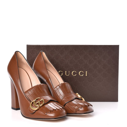 Gucci Malaga Kid GG Marmont Fringe 105mm Loafer Pumps 41 Cuir 9 of 9
