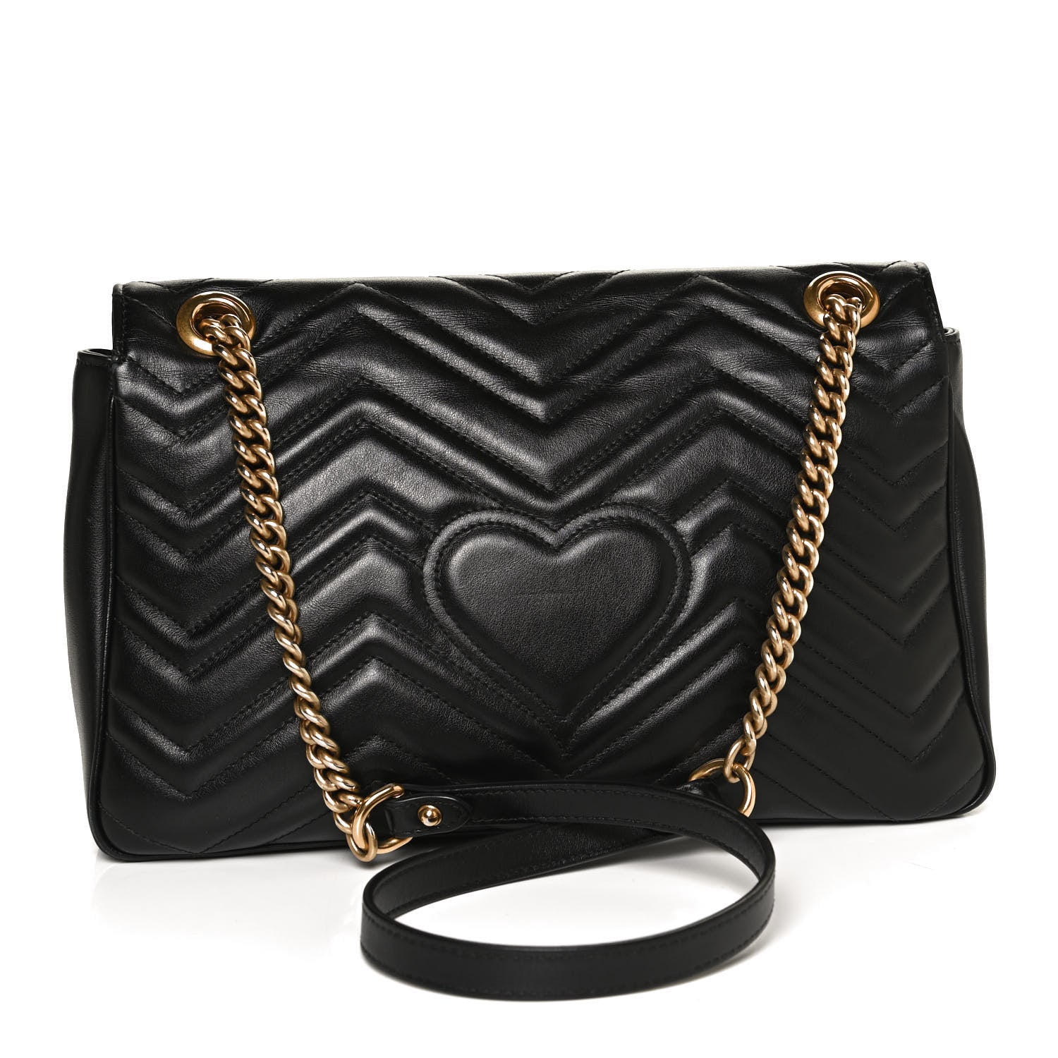 Gucci Calfskin Matelasse Medium GG Marmont Shoulder Bag Black 3 of 12