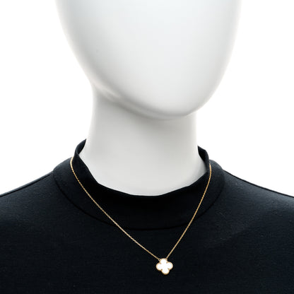 Van Cleef & Arpels 18K Yellow Gold Mother of Pearl Vintage Alhambra Pendant Necklace 2 of 4
